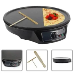 Trade Shop - Crepiera Piastra Antiaderente Crepes Piadine Elettrica Diametro 30 Cm 1000 Watt