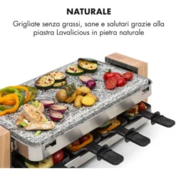 Klarstein Prime-Rib Raclette Grill Per 8 Pers. 1500 W Piastra In Pietra Naturale Acciaio Inox Piedini In Legno 7 Klarstein Prime-Rib Raclette Grill Per 8 Pers. 1500 W Piastra In Pietra Naturale Acciaio Inox Piedini In Legno -Moulinex Negozio 13296465 3