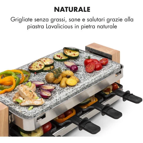 Klarstein Prime-Rib Raclette Grill Per 8 Pers. 1500 W Piastra In Pietra Naturale Acciaio Inox Piedini In Legno 3 Klarstein Prime-Rib Raclette Grill Per 8 Pers. 1500 W Piastra In Pietra Naturale Acciaio Inox Piedini In Legno - immagine 3