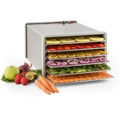 Klarstein Fruit Jerky Steel 6 - Essiccatore, 6 Ripiani, 630 W, Superficie: 0,65 M²