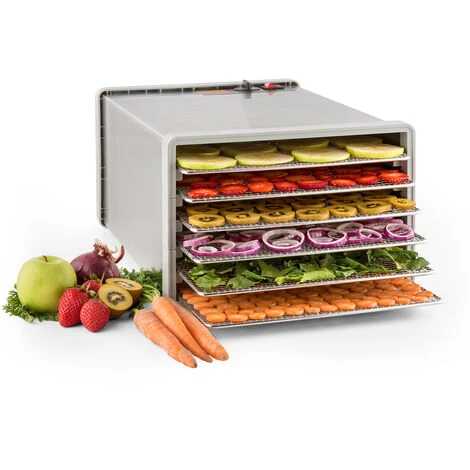 Klarstein Fruit Jerky Steel 6 - Essiccatore, 6 Ripiani, 630 W, Superficie: 0,65 M² 1 Klarstein Fruit Jerky Steel 6 - Essiccatore, 6 Ripiani, 630 W, Superficie: 0,65 M²