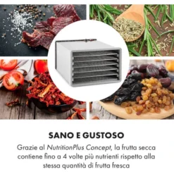 Klarstein Fruit Jerky Steel 6 - Essiccatore, 6 Ripiani, 630 W, Superficie: 0,65 M² 9 Klarstein Fruit Jerky Steel 6 - Essiccatore, 6 Ripiani, 630 W, Superficie: 0,65 M² -Moulinex Negozio 14061642 5