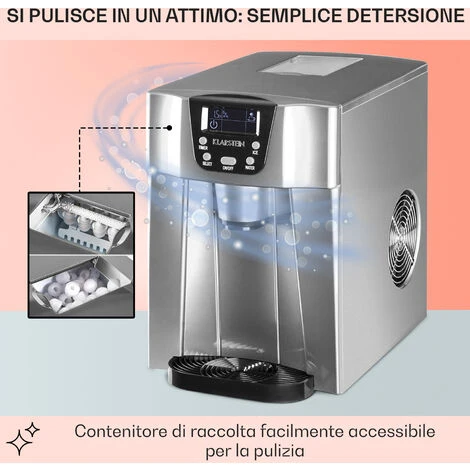 Klarstein Ice Volcano 2GS Macchina Per Ghiaccio LED 12kg/24h Argento 5 Klarstein Ice Volcano 2GS Macchina Per Ghiaccio LED 12kg/24h Argento - immagine 5