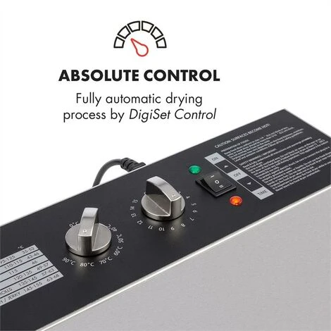 Klarstein Master Jerky 16 Essiccatore 1500W 40-90 °C Timer 15h Acciaio Inox Arge 2 Klarstein Master Jerky 16 Essiccatore 1500W 40-90 °C Timer 15h Acciaio Inox Arge - immagine 2