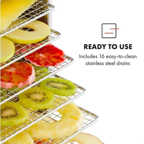 Klarstein Master Jerky 16 Essiccatore 1500W 40-90 °C Timer 15h Acciaio Inox Arge 3 Klarstein Master Jerky 16 Essiccatore 1500W 40-90 °C Timer 15h Acciaio Inox Arge - immagine 3