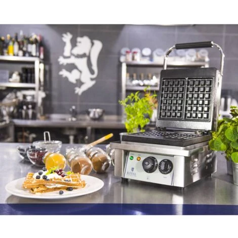 Cialdiera Nuova Per 2 Waffel Belga Piastra Aderente In Ghisa Alloggiamento Inox 2 Cialdiera Nuova Per 2 Waffel Belga Piastra Aderente In Ghisa Alloggiamento Inox - immagine 2