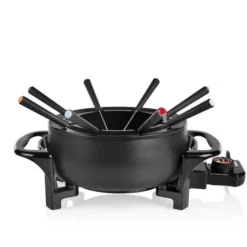 Set Fonduta In Alluminio Nero Per 8 Persone Con Forchette Termostato Regolabile