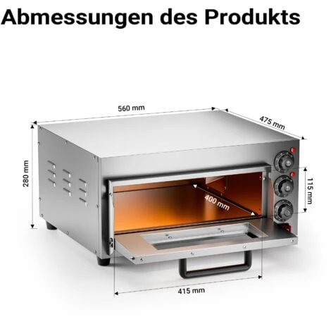 Forno Per Pizza In Acciaio Inox, 2000W, 350°C Fornetto Elettrico 4 Forno Per Pizza In Acciaio Inox, 2000W, 350°C Fornetto Elettrico - immagine 4