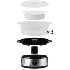 VAPORIERA ELETTRICA IN ACCIAIO INOX CON TIMER3 CESTINI 800W BPA FREE FORNETTI A VAPORE -Moulinex Negozio 18052621 4