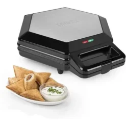 Piastra Samosa Snack Maker 1200 Watt Antiaderente Nero Forme Triangolari