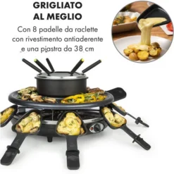 Klarstein Fonduelette Raclette E Fonduta 1350W 1 Litro 38 Cm Ø Per 8 Persone 7 Klarstein Fonduelette Raclette E Fonduta 1350W 1 Litro 38 Cm Ø Per 8 Persone -Moulinex Negozio 22854241 3