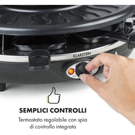 Klarstein Fonduelette Raclette E Fonduta 1350W 1 Litro 38 Cm Ø Per 8 Persone 4 Klarstein Fonduelette Raclette E Fonduta 1350W 1 Litro 38 Cm Ø Per 8 Persone - immagine 4