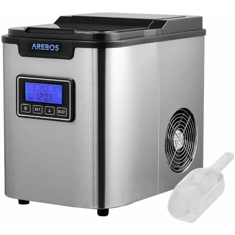 AREBOS Macchina Per Cubetti Di Ghiaccio Acciaio Inossidabile 2,2L LCD 12 Kg/24h 1 AREBOS Macchina Per Cubetti Di Ghiaccio Acciaio Inossidabile 2,2L LCD 12 Kg/24h