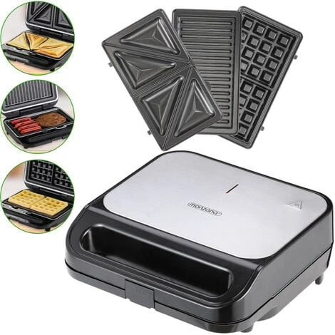 Monzana Piastra Elettrica 3in1 Sandwich Waffle Panini 3 Piastre Intercambiabili Antiaderente 1000W Tostapane BPA Free Manico Cool-Touch 1 Monzana Piastra Elettrica 3in1 Sandwich Waffle Panini 3 Piastre Intercambiabili Antiaderente 1000W Tostapane BPA Free Manico Cool-Touch
