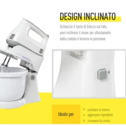 HOMCOM Impastatrice Planetaria Mixer Elettrico A Mano 6 Velocità, Ciotola 3.4L 8 HOMCOM Impastatrice Planetaria Mixer Elettrico A Mano 6 Velocità, Ciotola 3.4L -Moulinex Negozio 27977585 4