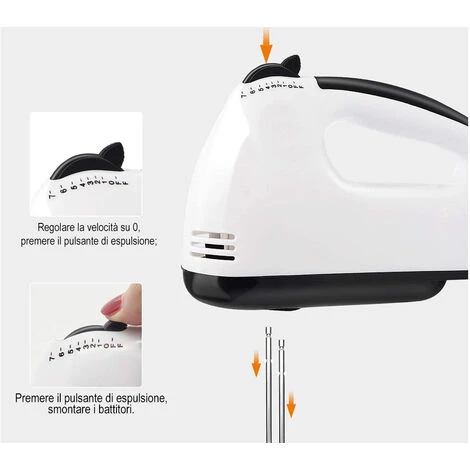 Sbattitore Elettrico 180W Turbo 7 Velocita' Doppia Frusta Frullino Impasto Dolci 5 Sbattitore Elettrico 180W Turbo 7 Velocita' Doppia Frusta Frullino Impasto Dolci - immagine 5