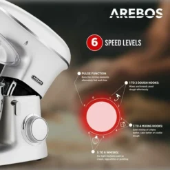 AREBOS Robot Da Cucina 1500W XXL 8 L In Acciaio Inox 6 Gradini Argento Silenzioso -Moulinex Negozio 41590619 3