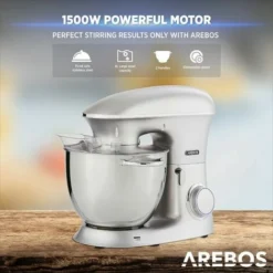 AREBOS Robot Da Cucina 1500W XXL 8 L In Acciaio Inox 6 Gradini Argento Silenzioso -Moulinex Negozio 41590619 4