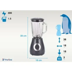 Frullatore A Bicchiere 400 W Con Caraffa In Vetro E 5 Velocità Lame In Acciaio Inox PURLINE HOMEAPP BV -Moulinex Negozio 42192575 5