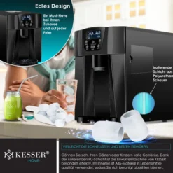 KESSER® Macchina Del Ghiaccio Macchina Per Il Ghiaccio In Acciaio Inox 100W Macchina Per Il Ghiaccio 12 Kg 24 H Cubetti In 2 Dimensioni Preparazione In 6 Min Serbatoio Dell'acqua Da 2 Litri Tim -Moulinex Negozio 51985424 4