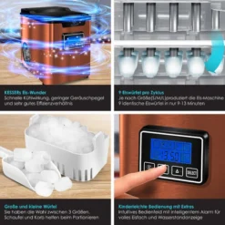 KESSER® Macchina Del Ghiaccio Macchina Per Il Ghiaccio In Acciaio Inox 150W Macchina Per Il Ghiaccio 12 Kg 24 H Cubetti Di 3 Dimensioni Preparazione In 6 Min Serbatoio Dell'acqua Da 2,2 Litri T -Moulinex Negozio 53911934 3