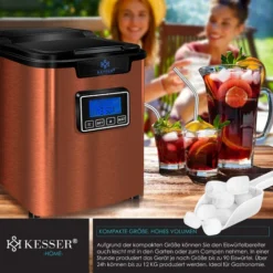 KESSER® Macchina Del Ghiaccio Macchina Per Il Ghiaccio In Acciaio Inox 150W Macchina Per Il Ghiaccio 12 Kg 24 H Cubetti Di 3 Dimensioni Preparazione In 6 Min Serbatoio Dell'acqua Da 2,2 Litri T -Moulinex Negozio 53911934 5