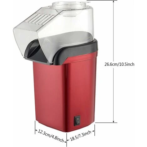 HIASDFLS Macchina Per Popcorn Macchina Per Popcorn 1200 W, Macchina Per Popcorn, Macchina Per Popcorn Ad Aria Calda Sana Senza Olio E Grassi (Rosso) 4 HIASDFLS Macchina Per Popcorn Macchina Per Popcorn 1200 W, Macchina Per Popcorn, Macchina Per Popcorn Ad Aria Calda Sana Senza Olio E Grassi (Rosso) - immagine 4