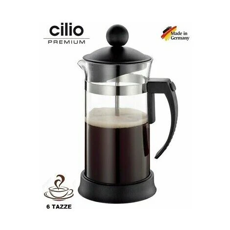 Cilio CAFFETTIERA TEIERA INFUSIERA A PISTONE STANTUFFO IN VETRO BOROSILICATO 800ml 6TZ 3 Cilio CAFFETTIERA TEIERA INFUSIERA A PISTONE STANTUFFO IN VETRO BOROSILICATO 800ml 6TZ - immagine 3