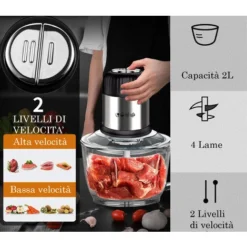 Frullatore Tritatutto Elettrico Da Cucina 2L Tritacarne Con Ciotola 800W SK-7025 -Moulinex Negozio 58125913 4