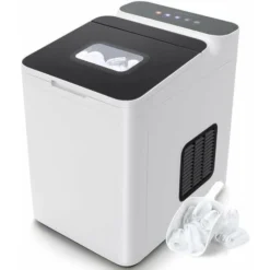 COSTWAY Macchina Del Ghiaccio 15kg/24h, Fabbricatore Di Ghiaccio Con Funziona Autopulizia E Touch, Schermo A LED, Ideale Per Casa Ristorante E Bar (Bianco)
