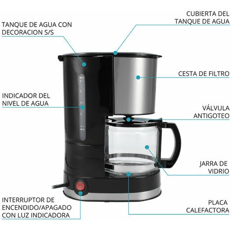 Caffettiera Americana TM Electron 0,6 L 6 Tazze 2 Caffettiera Americana TM Electron 0,6 L 6 Tazze - immagine 2
