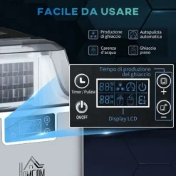 HOMCOM Macchina Del Ghiaccio Da 24 Cubetti In 14-18 Minuti Con Dimensione Regolabile -Moulinex Negozio 59115643 4