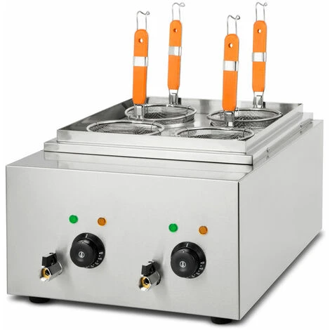 Vertes Cuocipasta Professionale In Acciaio Inox, Elettrico, 2x 1700W, 2 Vasche Di Cottura Separate Da 6 Litri Ciascuna, 4 Cestelli Per La Pasta, 2x Rubinetto Di Scarico, 2x Impostazione Temperatura 1 Vertes Cuocipasta Professionale In Acciaio Inox, Elettrico, 2x 1700W, 2 Vasche Di Cottura Separate Da 6 Litri Ciascuna, 4 Cestelli Per La Pasta, 2x Rubinetto Di Scarico, 2x Impostazione Temperatura