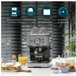 Princess 249412 Macchina Caffe' Compatibile Con Caffe' Macinato E Capsule Nespresso Capacita' 1,5 Litri Pompa Da 20 Bar Acciaio Inox -Moulinex Negozio 59675239 4