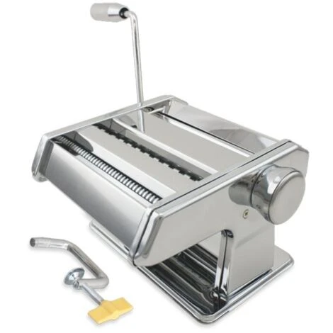 Trade Shop - Macchina Per Pasta Manuale Da Cucina In Acciaio Cromato Fettuccine Tagliolini 2 Trade Shop - Macchina Per Pasta Manuale Da Cucina In Acciaio Cromato Fettuccine Tagliolini - immagine 2