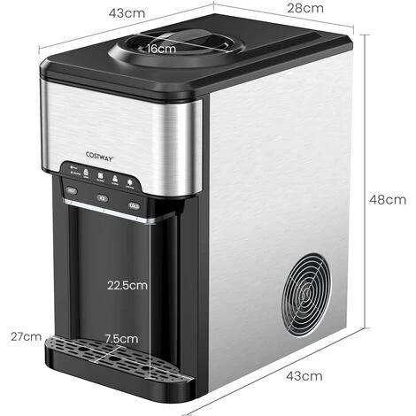 COSTWAY Erogatore Acqua 3 In 1, Con Macchina Del Ghiaccio, Dispender Acqua Con 3 Impostazioni Di Temperatura Caldo/Freddo/Ghiaccio, Regge Bottiglie 10-20 L, Per Casa Ufficio Dormitorio 5 COSTWAY Erogatore Acqua 3 In 1, Con Macchina Del Ghiaccio, Dispender Acqua Con 3 Impostazioni Di Temperatura Caldo/Freddo/Ghiaccio, Regge Bottiglie 10-20 L, Per Casa Ufficio Dormitorio - immagine 5