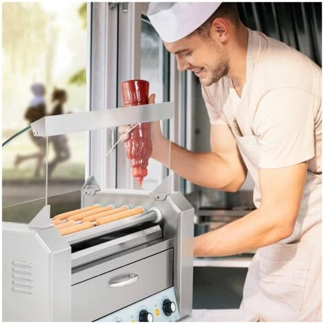 Cuoci Wurstel A Rulli Con 5 Rulli Acciaio Inox Per 8 Salsicce 2 Zone Riscaldate 4 Cuoci Wurstel A Rulli Con 5 Rulli Acciaio Inox Per 8 Salsicce 2 Zone Riscaldate - immagine 4