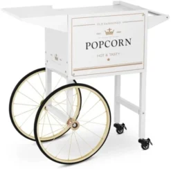 Carretto Per Macchina Per Pop Corn Carrello Pop-Corn Freni Scomparto Bianco/Oro