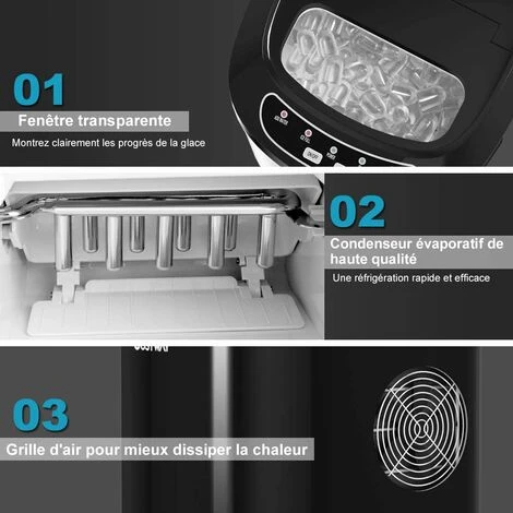 COSTWAY Fabbricatore Di Ghiaccio 12kg/24h, Macchine Per Cubetti Di Ghiaccio, Produttore Per Ghiaccio Con Serbatoio 2,2L (Nero) 2 COSTWAY Fabbricatore Di Ghiaccio 12kg/24h, Macchine Per Cubetti Di Ghiaccio, Produttore Per Ghiaccio Con Serbatoio 2,2L (Nero) - immagine 2