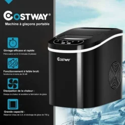 COSTWAY Fabbricatore Di Ghiaccio 12kg/24h, Macchine Per Cubetti Di Ghiaccio, Produttore Per Ghiaccio Con Serbatoio 2,2L (Nero) 8 COSTWAY Fabbricatore Di Ghiaccio 12kg/24h, Macchine Per Cubetti Di Ghiaccio, Produttore Per Ghiaccio Con Serbatoio 2,2L (Nero) -Moulinex Negozio 67376775 4