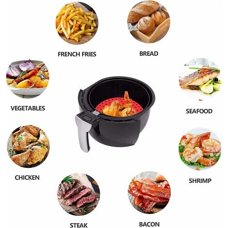 Fodere Per Friggitrice Ad Aria Antiaderenti, Tappetini Per Friggitrice Ad Aria In Silicone Riutilizzabili Rotondi Per Friggitrice Ad Aria, Cestello Per Cottura A Vapore 5 Fodere Per Friggitrice Ad Aria Antiaderenti, Tappetini Per Friggitrice Ad Aria In Silicone Riutilizzabili Rotondi Per Friggitrice Ad Aria, Cestello Per Cottura A Vapore - immagine 5