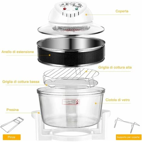 RELAX4LIFE Forno Ad Aria Ventilato Con Capacità 17 Litri, Forno Alogeno Per Cottura Senza Olio, Forno Multifunzione Con Temperatura Regolabile 65°C-250°C, Funzione Timer E Potenza 1200-1400W 2 RELAX4LIFE Forno Ad Aria Ventilato Con Capacità 17 Litri, Forno Alogeno Per Cottura Senza Olio, Forno Multifunzione Con Temperatura Regolabile 65°C-250°C, Funzione Timer E Potenza 1200-1400W - immagine 2