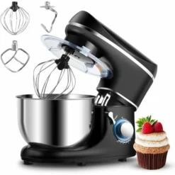 RELAX4LIFE Robot Da Cucina Con 10 Velocità, 1300 W, Impastatrice E Planetaria Multifunzionale, Basso Rumore, Testa Inclinata Regolabile, Per Pane, Dolci E Pizza (nero)