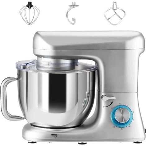 RELAX4LIFE Impastatrice Planetaria 1400W, Robot Da Cucina Professionale 4,5L Con 6 Velocità, Protezione Surriscaldamento, Mixer Elettrico Multifunzionale Con 3 Accessori (Argento) 4 RELAX4LIFE Impastatrice Planetaria 1400W, Robot Da Cucina Professionale 4,5L Con 6 Velocità, Protezione Surriscaldamento, Mixer Elettrico Multifunzionale Con 3 Accessori (Argento) - immagine 4