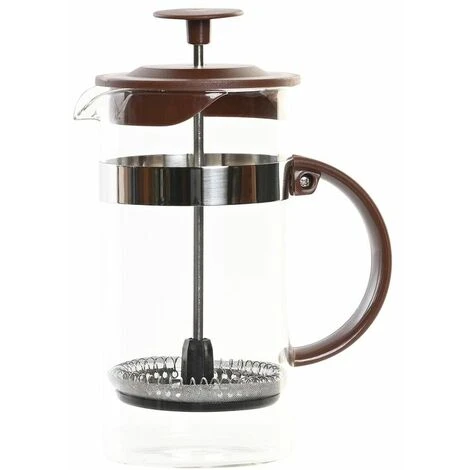 Caffettiera A Stantuffo DKD Home Decor 16 X 9 X 18,5 Cm Marrone Trasparente Acciaio Inossidabile 350 Ml Vetro Borosilicato 1 Caffettiera A Stantuffo DKD Home Decor 16 X 9 X 18,5 Cm Marrone Trasparente Acciaio Inossidabile 350 Ml Vetro Borosilicato