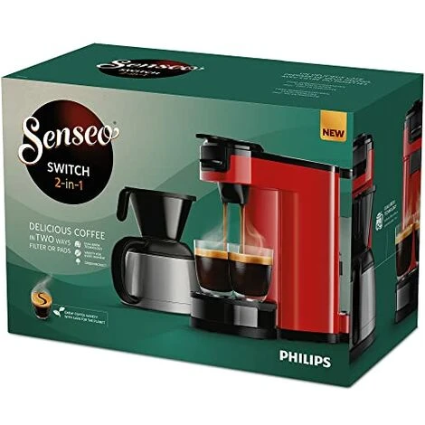 SENSEO® Philips Switch, Macchina Da Caffè Con Filtro E Cialde 2 In 1, Serbatoio Dell'acqua Da 1 Litro, 7 Tazze In Un Unico Passaggio, Colore Monzarot (HD6592/84) 4 SENSEO® Philips Switch, Macchina Da Caffè Con Filtro E Cialde 2 In 1, Serbatoio Dell'acqua Da 1 Litro, 7 Tazze In Un Unico Passaggio, Colore Monzarot (HD6592/84) - immagine 4