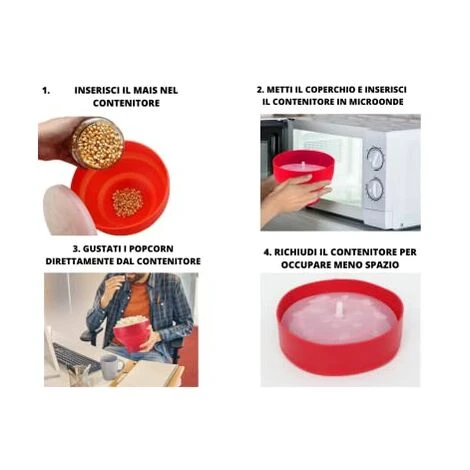 Beper C106CAS002 Cuoci Popcorn Microonde Con Ciotola Pieghevole E Coperchio Para Schizzi Per Pop-Corn Al Microonde Salutari E Gustosi 3 Beper C106CAS002 Cuoci Popcorn Microonde Con Ciotola Pieghevole E Coperchio Para Schizzi Per Pop-Corn Al Microonde Salutari E Gustosi - immagine 3