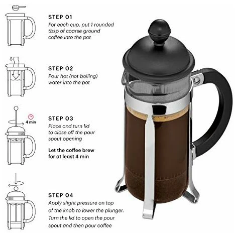 Bodum Caffettiera Caffettiera A Pistone Tazze, Vetro, Bianco, 0.35 L 4 Bodum Caffettiera Caffettiera A Pistone Tazze, Vetro, Bianco, 0.35 L - immagine 4