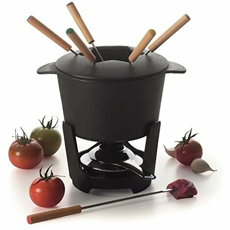 Excelsa La Thuile Servizio Fonduta 10 Pezzi, Ceramica, Nero 2 Excelsa La Thuile Servizio Fonduta 10 Pezzi, Ceramica, Nero - immagine 2