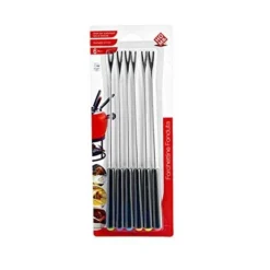 HOME 0 Forchette Da Fonduta, Confezione Da 6 Pezzi, Acciaio Inossidabile, Nero, 11x28x2 Cm, 6 Unità